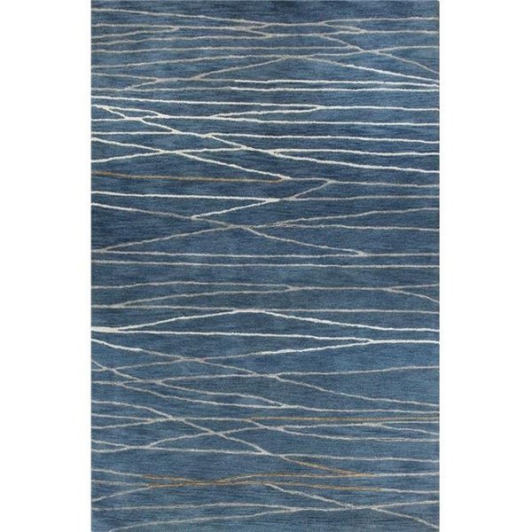 Bashian Bashian R129-AZ-2.6X8-HG238 Bashian Greenwich Collection Abstract Contemporary Wool & Viscose Hand Tufted Area Rug; Azure - 2 ft. 6 in. x 8 ft. R129-AZ-2.6X8-HG238